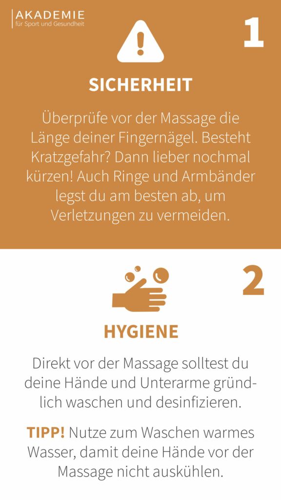 Ein Poster mit einer Liste von Anweisungen für eine Massage.