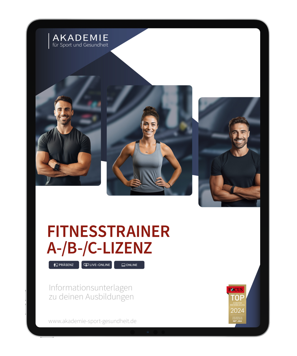 Informationsbroschüre Fitnesstrainer Lizenzen Mockup