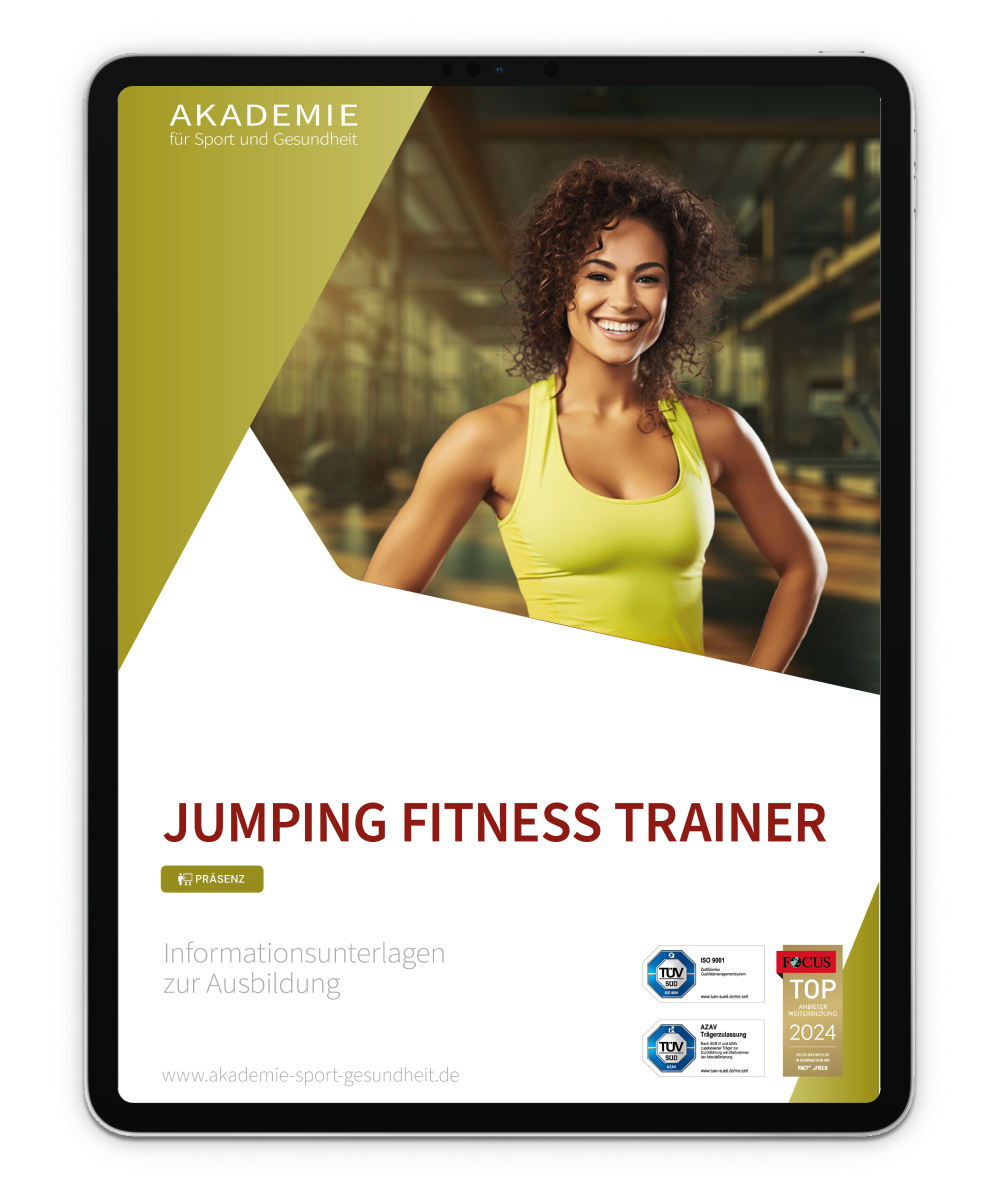 Informationsbroschüre Jumping Fitness Trainer Mockup