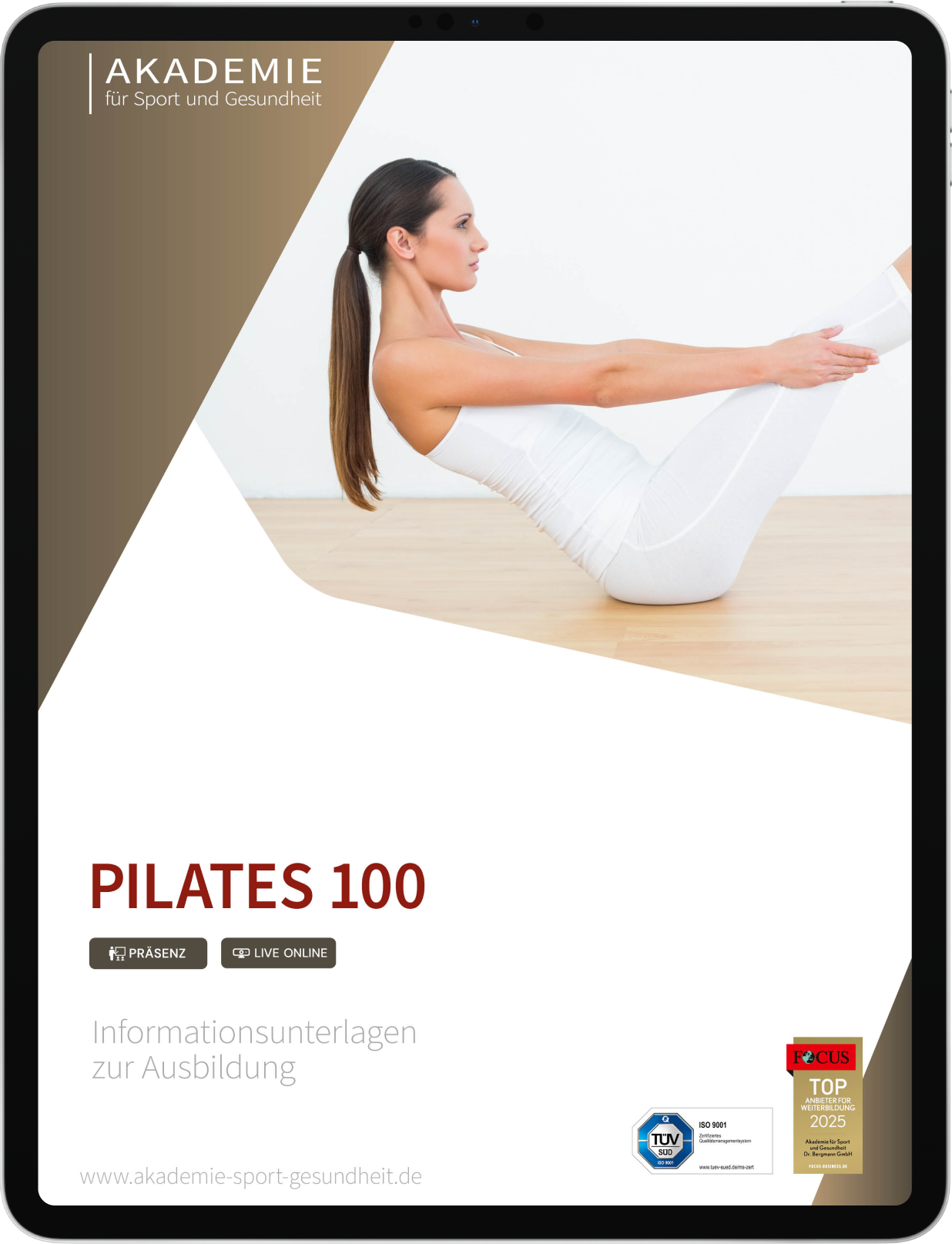 Informationsbroschüre Pilates 100 Mockup