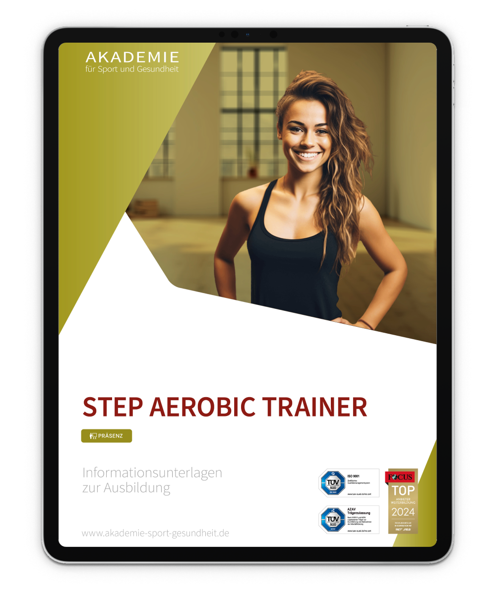 Informationsbroschüre Step Aerobic Trainer Mockup